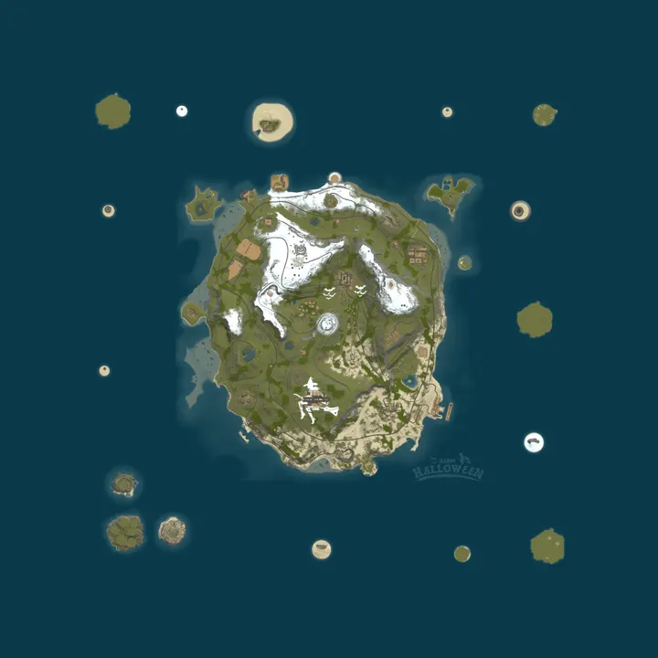 Map of PURGE BURN ZOMBIE ISLAND PVE|5X|Raidable Bases|Skill Tree|QUEST